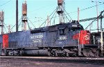 Southern Pacific, SP 9366, SD45T-2, at the engine terminal Houston, Texas. September 14, 1982. 